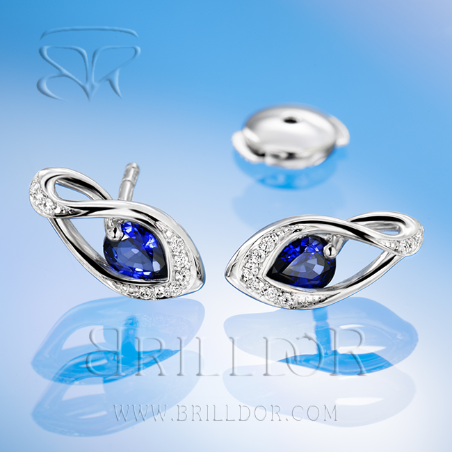 Natural London Blue Topaz Dangle Earrings 38 ct tw Diamonds 10K White Gold   Jared